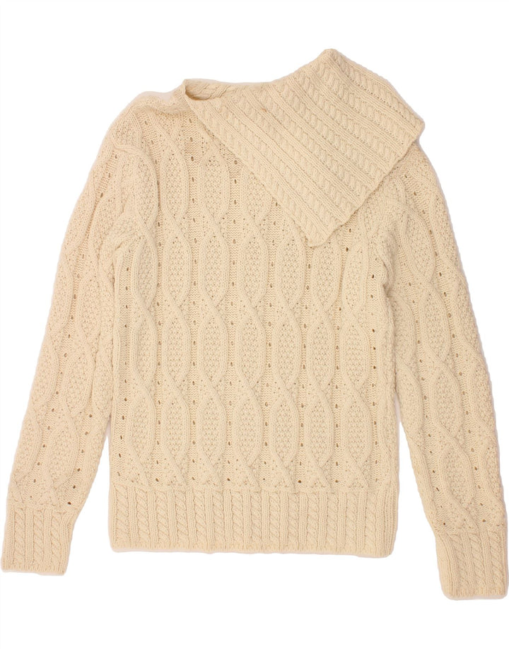 BLARNEY Womens Shawl Neck Jumper Sweater UK 14 Medium Beige Vintage Blarney and Second-Hand Blarney from Messina Hembry 