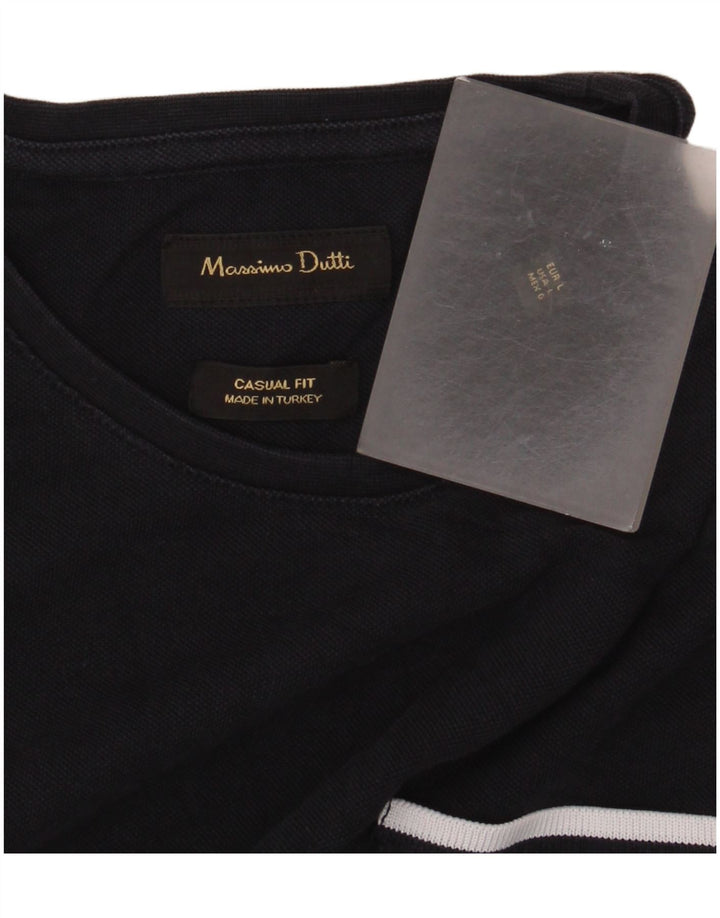 Massimo Dutti Mens Casual Fit T-Shirt Top Large Navy Blue