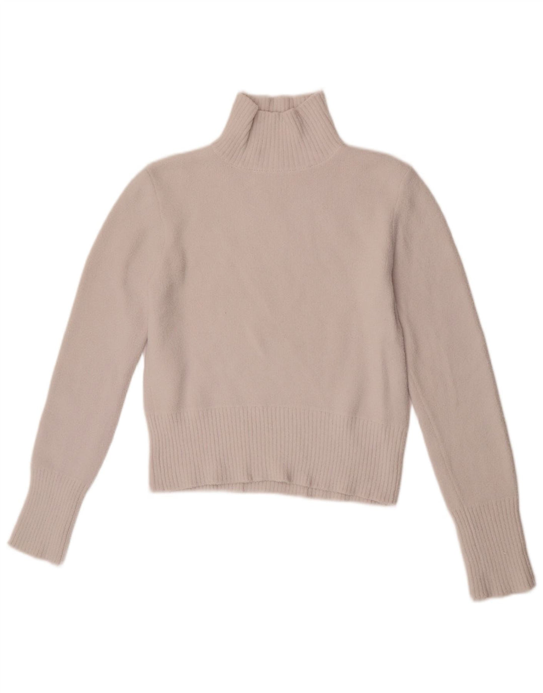 Zara Womens Crop Turtle Neck Jumper Sweater UK 12 Medium White Nylon