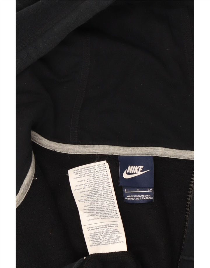 NIKE Mens Zip Hoodie Sweater Small Black Cotton