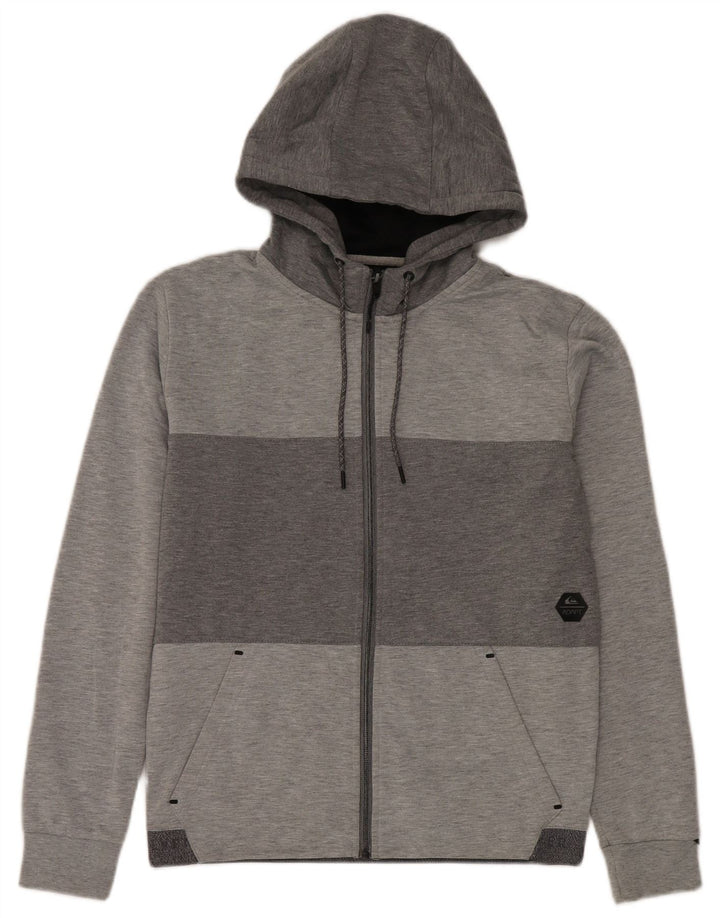 Quiksilver Herren-Kapuzenpullover mit Reißverschluss, klein, graues Farbblock-Polyester