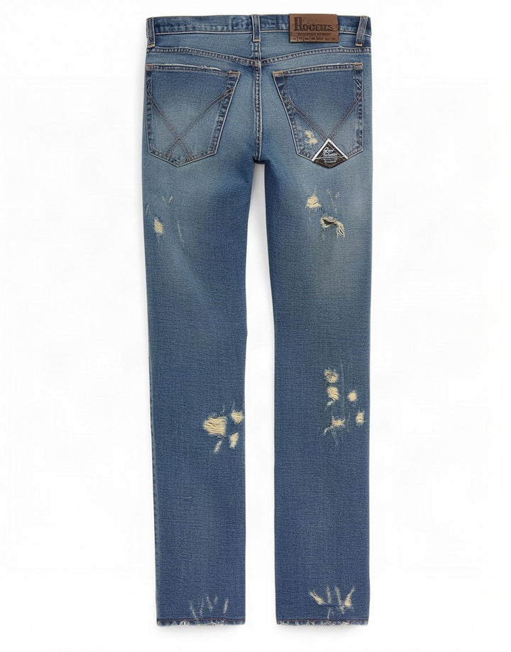 Blugi roy Rogers pentru damă, învechiți cu bootcut, W34 L32, bumbac albastru