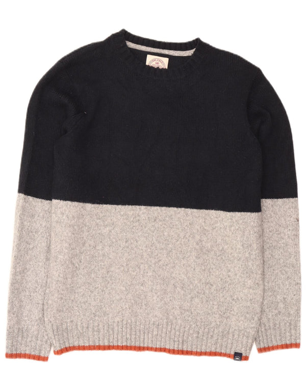 Fat Face Mens Crew Neck Jumper Sweater Medium Black Colourblock Acrylic
