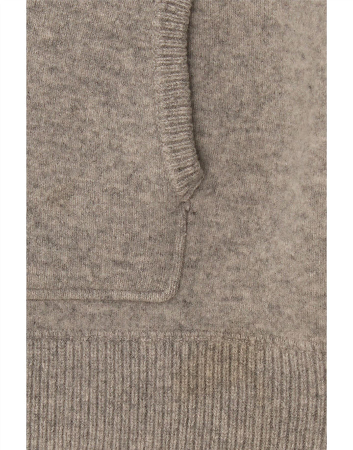 Zara Womens Hooded Cardigan Sweater UK 14 Medium Grey Wool
