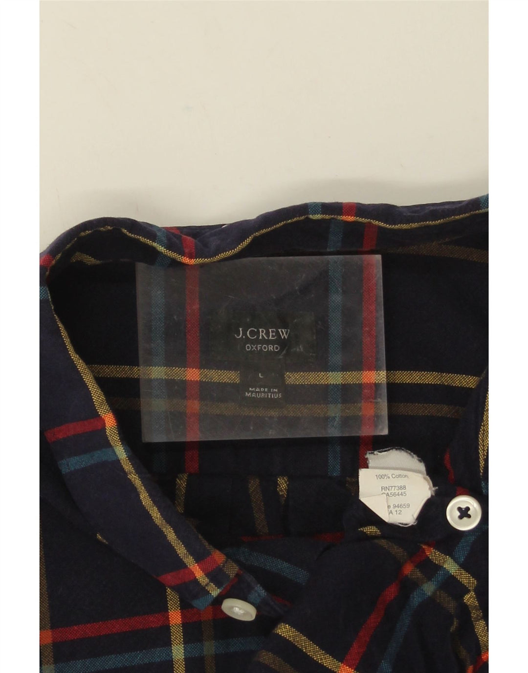 J. Crew Mens Flannel Shirt Large Navy Blue Check Cotton