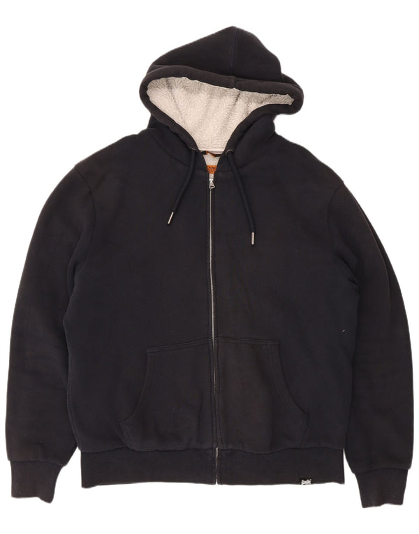 Superdry muški Sherpa pulover s kapuljačom s patentnim zatvaračem 2XL tamnoplavi pamuk