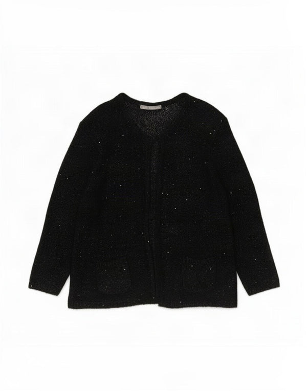 Maglione cardigan da donna Marks & Spencer UK 14 Grande poliestere screziato nero