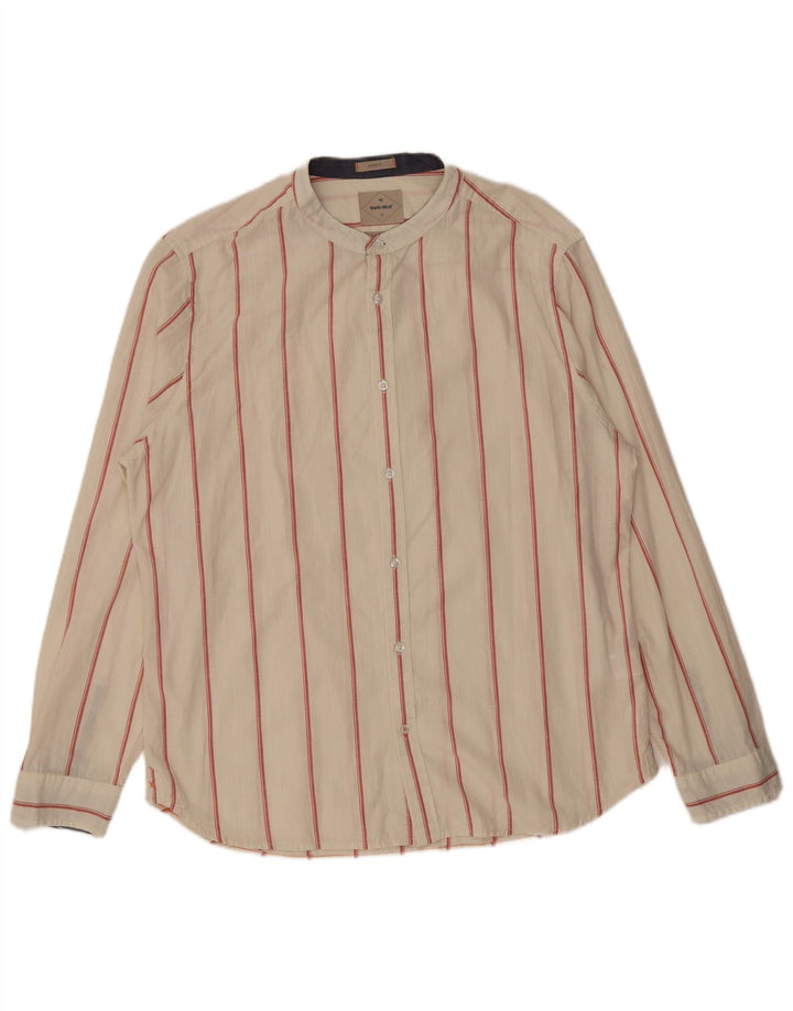 White Stuff Mens Classic Fit Shirt XL White Striped Cotton