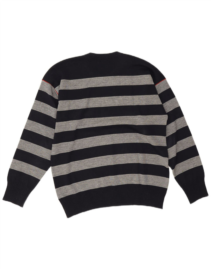 Paul & Shark Mens Crew Neck Jumper Sweater Medium Navy Blue Striped