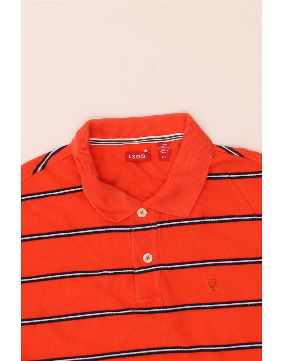 IZOD Mens Polo Shirt Large Red Striped Cotton Vintage Izod and Second-Hand Izod from Messina Hembry 