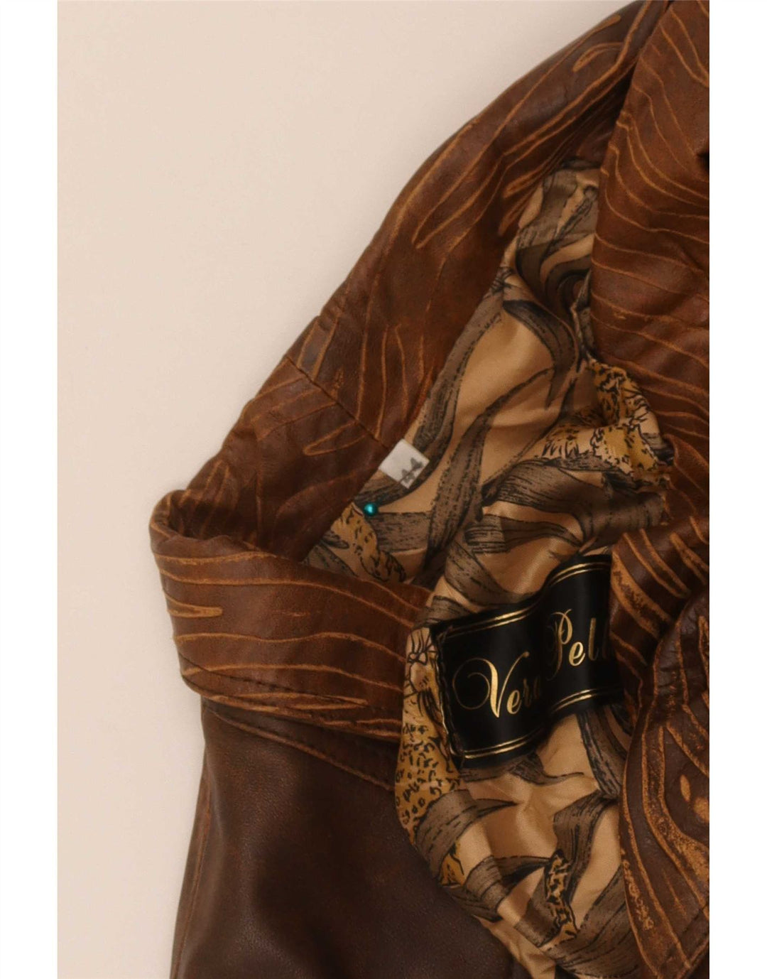 Vintage Γυναικείο Bomber Δερμάτινο Μπουφάν IT 44 Medium Brown Tie Dye Biker