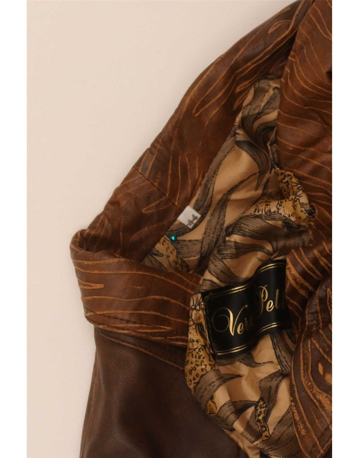 Vintage Γυναικείο Bomber Δερμάτινο Μπουφάν IT 44 Medium Brown Tie Dye Biker