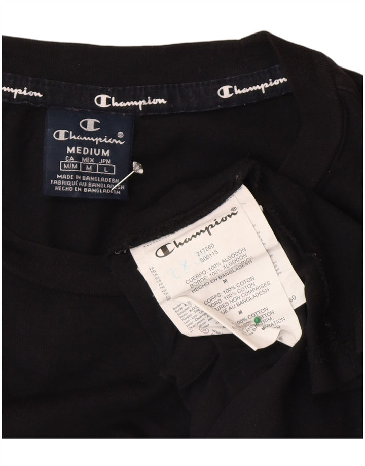Champion Herre Grafisk T-Shirt Top Medium Sort Bomuld