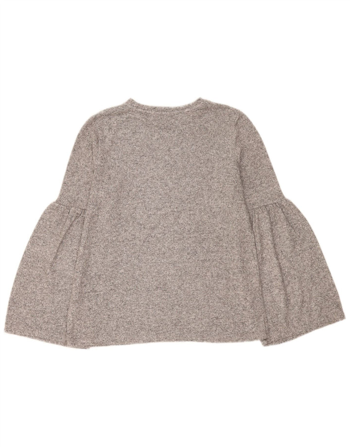 Zara Womens Trafaluc Oversized Top Long Sleeve UK 10 Small Grey Flecked