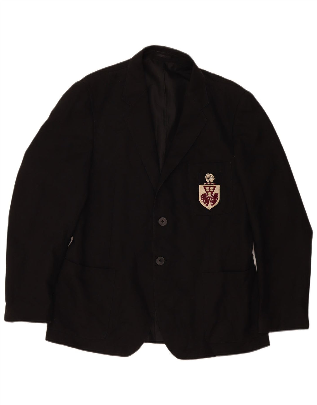 Vintage hombres 2 botones Blazer chaqueta Reino Unido 38 medio negro poliéster