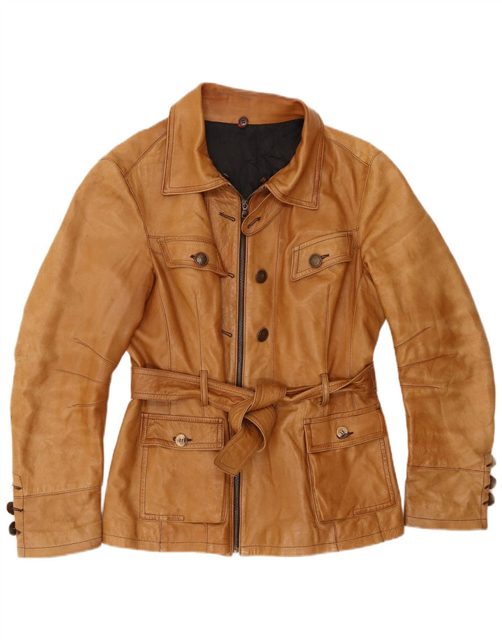 Vintage Damen Lederjacke IT 50 XL Beige Leder