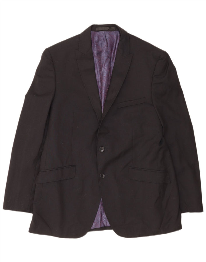 Marks & Spencer Herren Autograph 2-Knopf-Blazerjacke UK 42 XL Schwarze Wolle