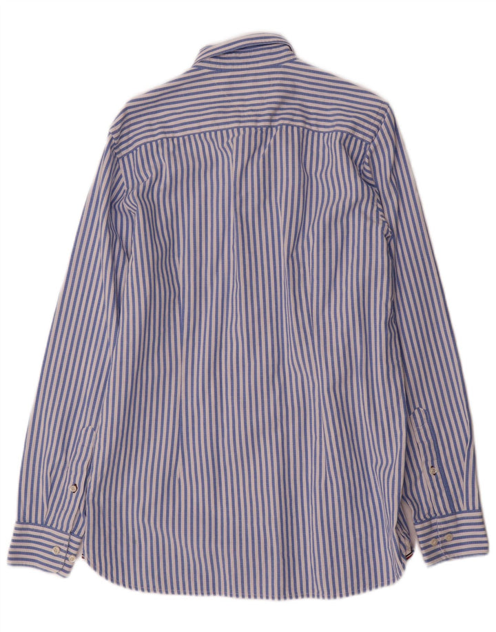 Tommy Hilfiger Mens Slim Fit Shirt Medium Blue Striped Cotton
