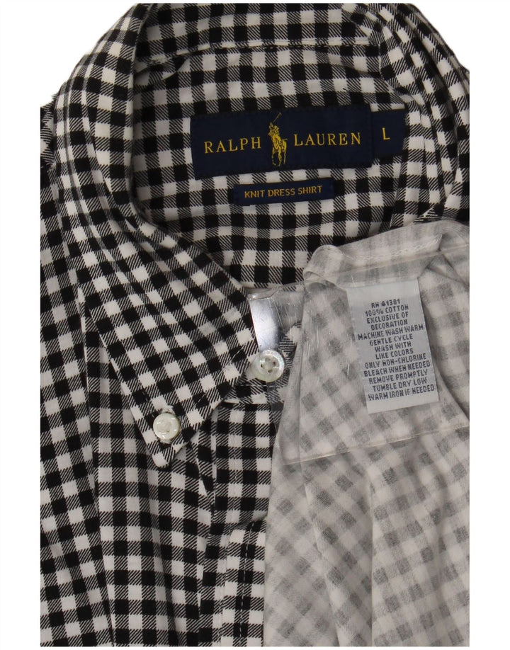 Ralph Lauren Mens Flannel Shirt Large Black Gingham Cotton