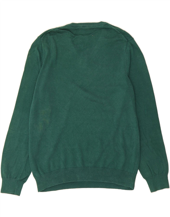 IZOD Mens V-Neck Jumper Sweater Medium Green Vintage Izod and Second-Hand Izod from Messina Hembry 