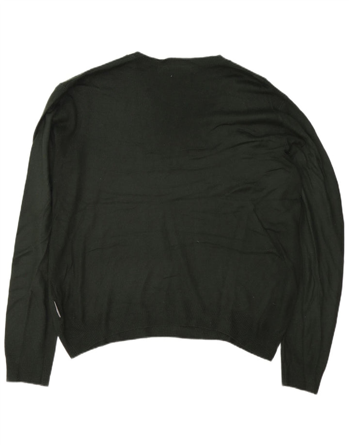 French Connection Mens V-Neck Jumper Sweater Large Khaki Acrylic