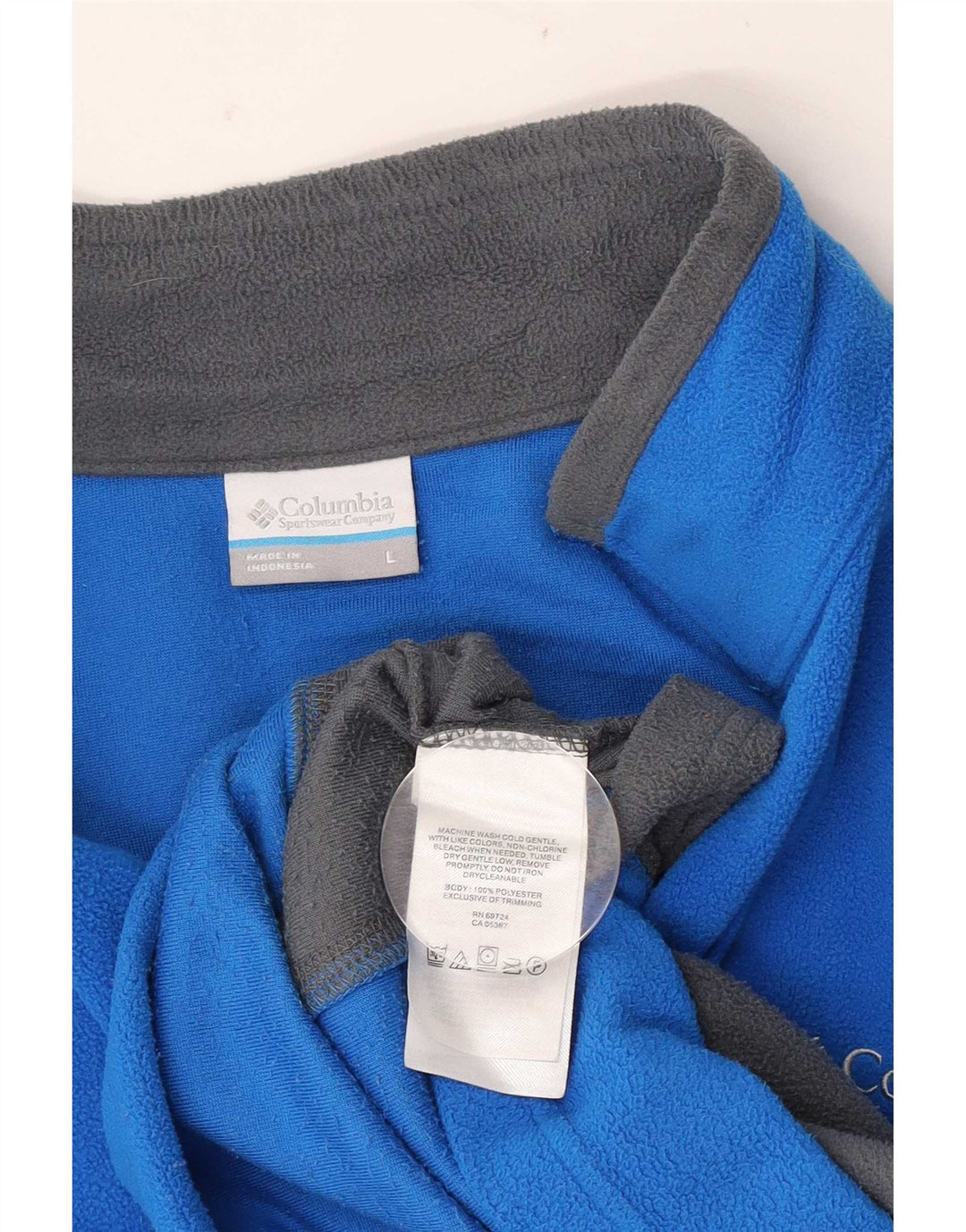 Maglione in pile da uomo Columbia con zip e collo, grande, in poliestere color block blu