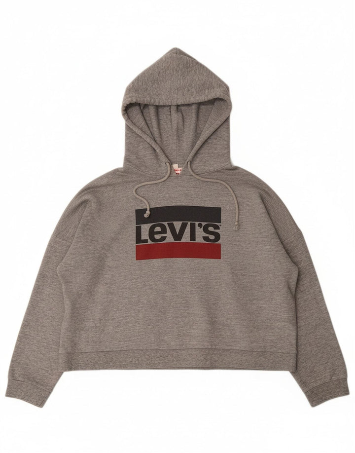 Suéter feminino com capuz estampado oversized LEVI'S Reino Unido 18 XL algodão cinza