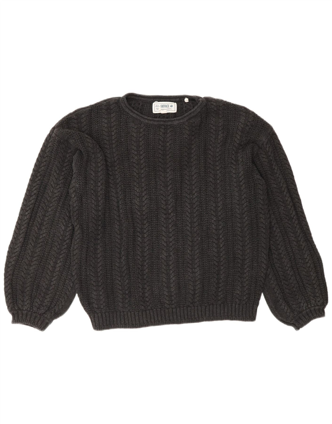 Maglione maglione girocollo oversize corto da donna Fat Face UK 10 piccolo grigio