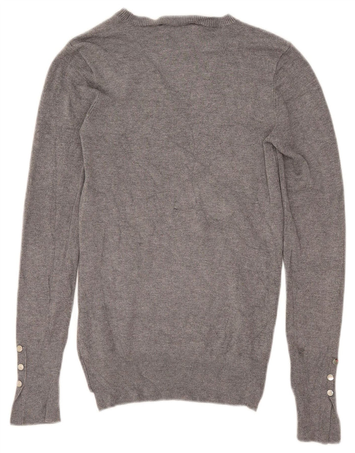Zara Womens Boat Neck Jumper Sweater UK 12 Medium Grey Flecked