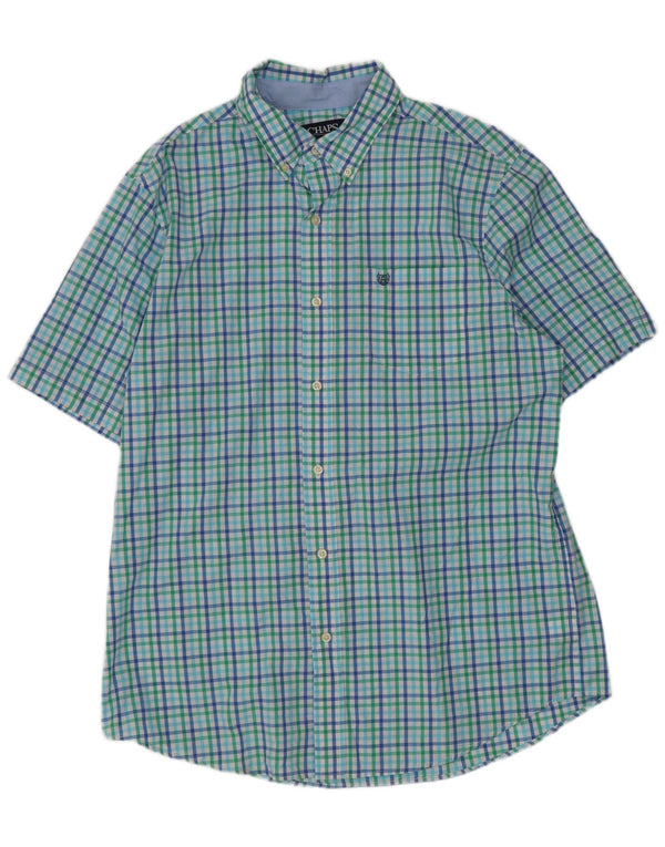Camisa masculina de manga curta Chaps grande algodão guingão multicolorido