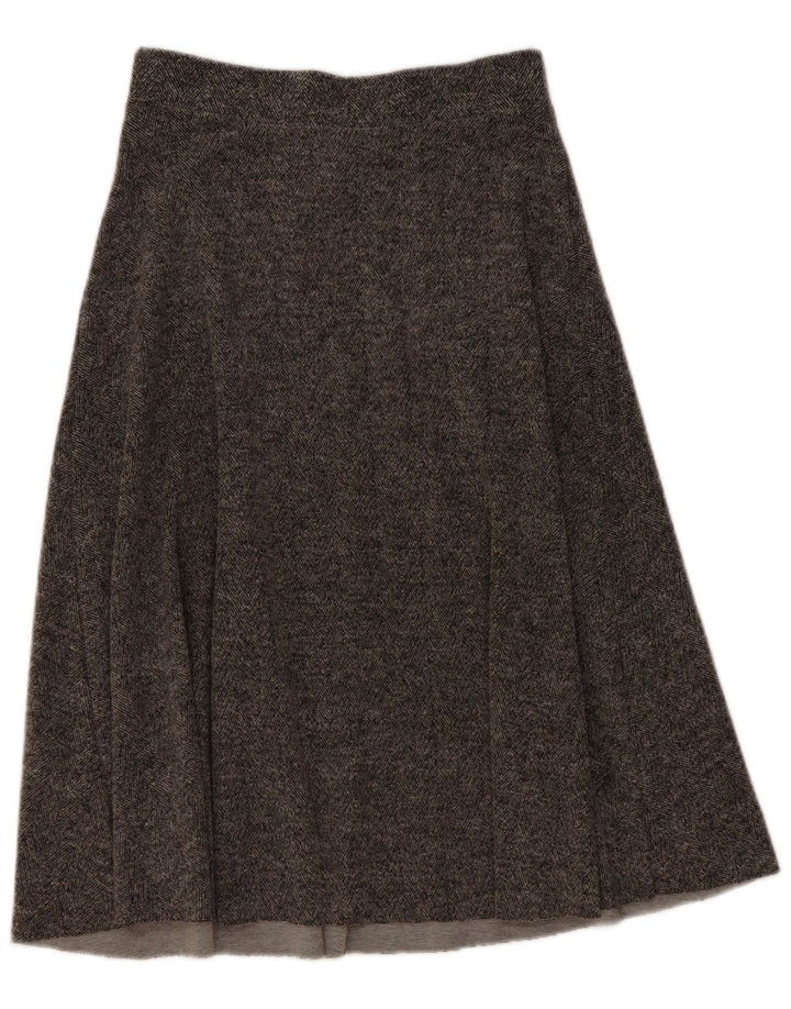 Zara Womens Midi A-Line Skirt Large W32 Grey Herringbone