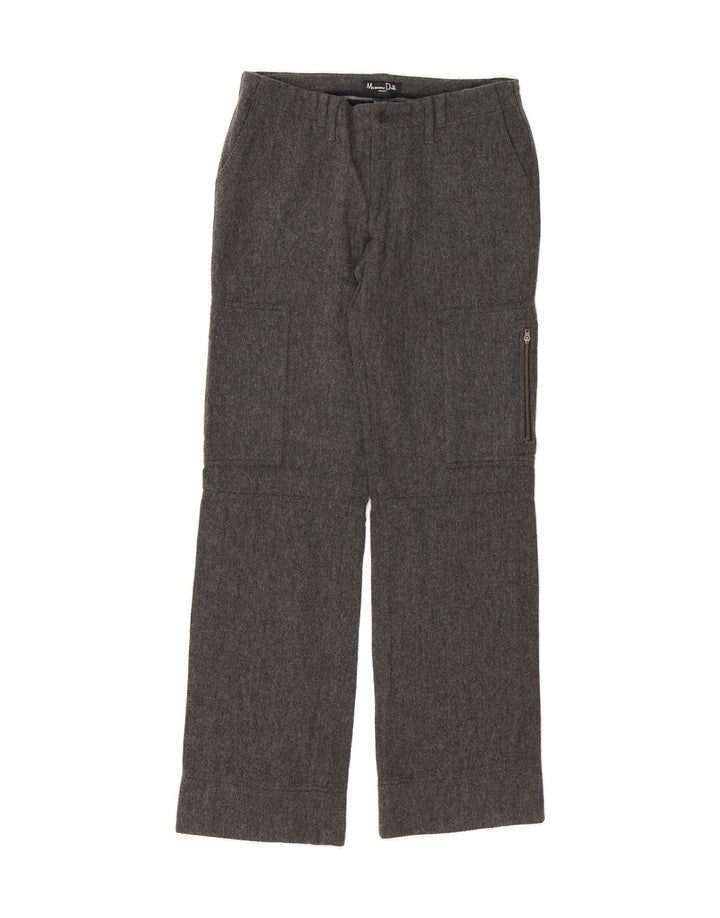 MASSIMO DUTTI Womens Cargo Trousers EU 40 Medium W30 L32 Grey Herringbone Vintage Massimo Dutti and Second-Hand Massimo Dutti from Messina Hembry 