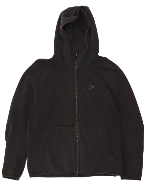 Felpa con cappuccio e zip Nike da uomo, grande, in cotone nero