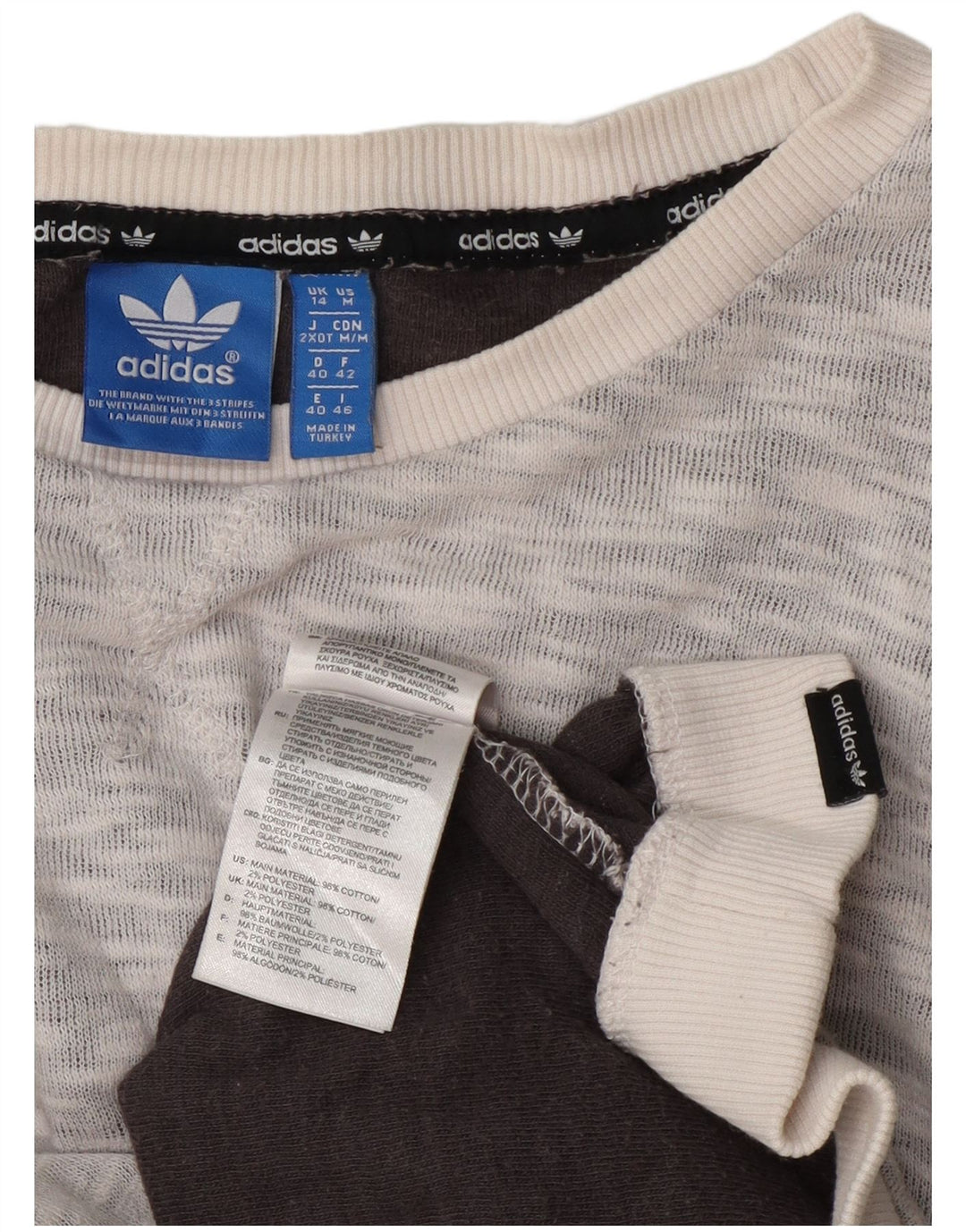 Adidas Dame Grafisk Oversized Sweatshirt Jumper UK 14 Large Grey Flecked