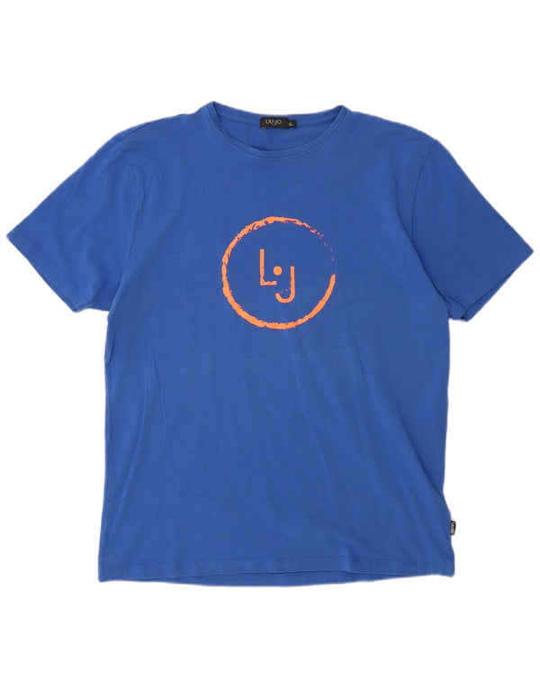 T-shirt grafica da donna Liu Jo Top UK 18 XL cotone blu