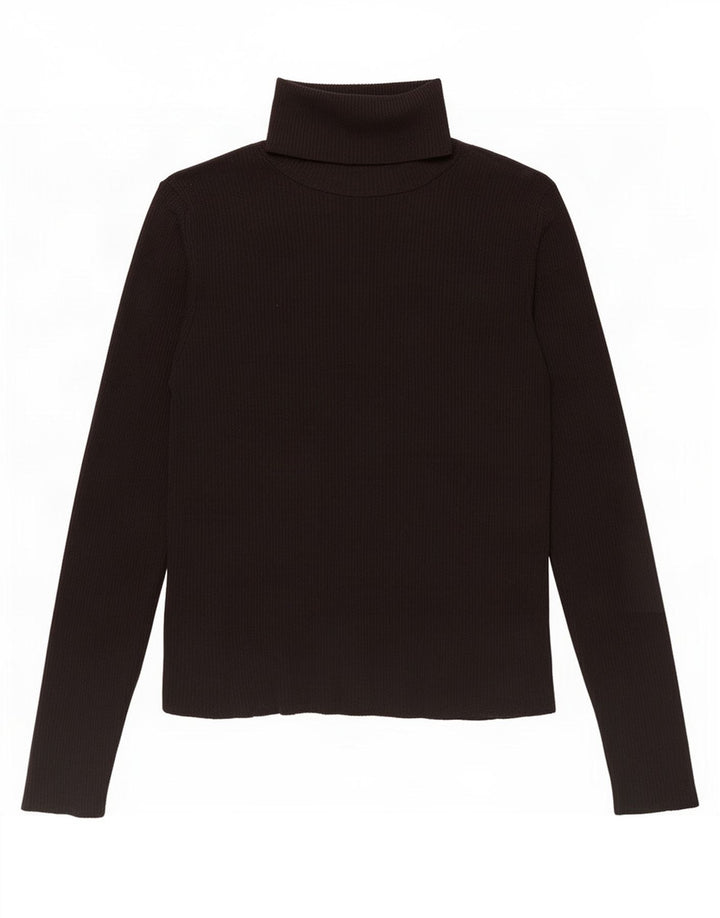 Zara Damen Top Langarm UK 12 Medium Schwarz Polyamid