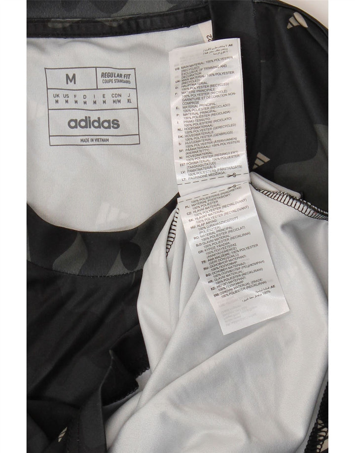 Adidas Mens Aeroready Graphic T-Shirt Top Medium Black Camouflage Polyester