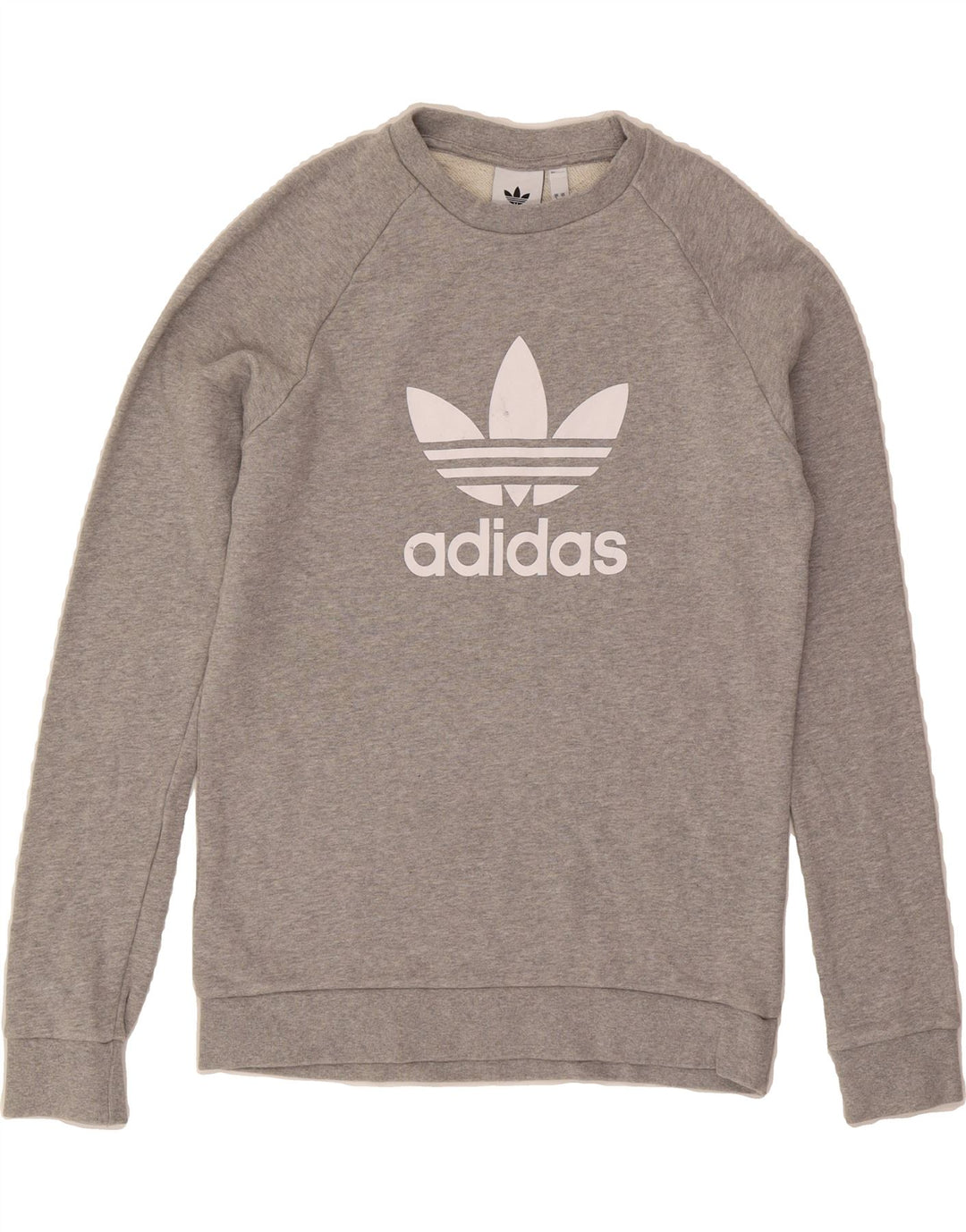 ADIDAS Mens Graphic Sweatshirt Jumper Small Grey Cotton Vintage Adidas and Second-Hand Adidas from Messina Hembry 
