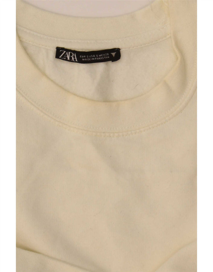 Zara Womens Crop Sweatshirt Jumper UK 10 Small Off White
