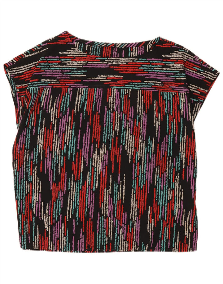 Top camicetta da donna vintage UK 16 grandi a righe multicolori