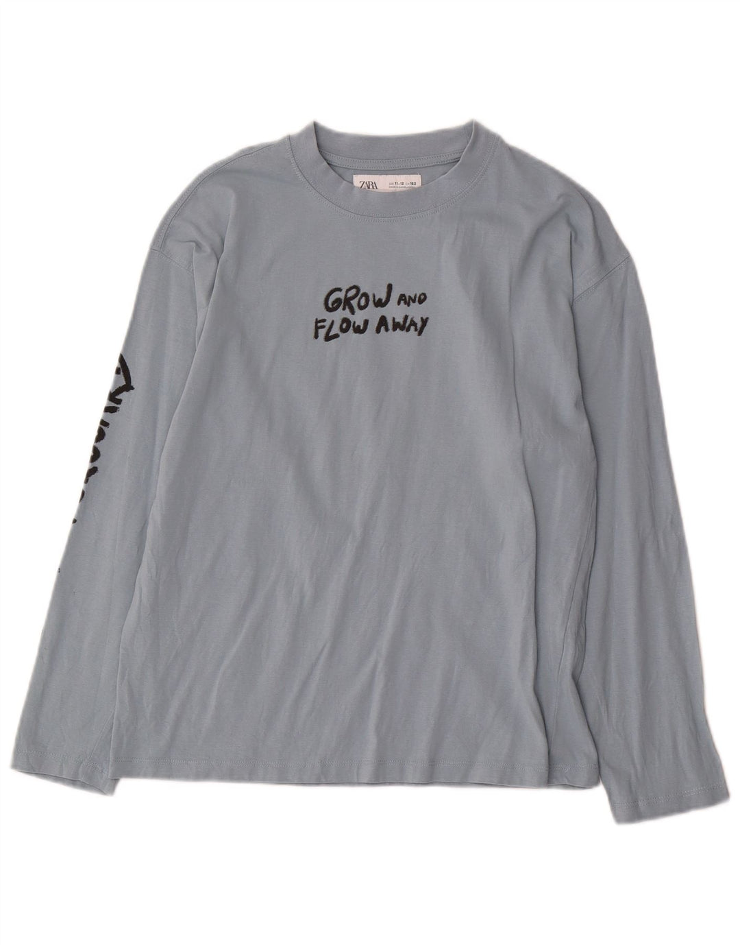 Zara Boys Graphic Top Long Sleeve 11-12 Years Blue Cotton