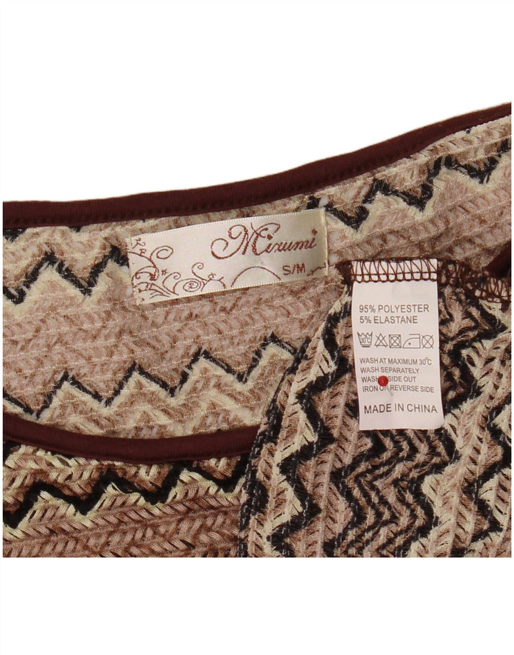Mizumi Womens Batwing Oversized Blouse Top UK 10 Small Brown Chevron