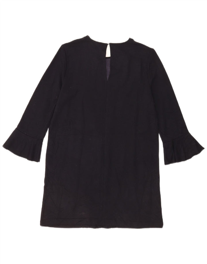 Zara Womens 3/4 Sleeve Shift Dress UK 12 Medium Navy Blue Viscose