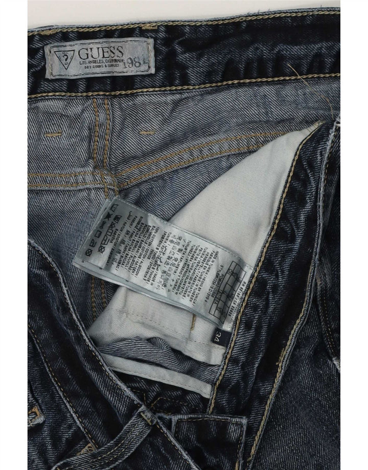 Guess Mens Straight Jeans W34 L34 Blue Cotton