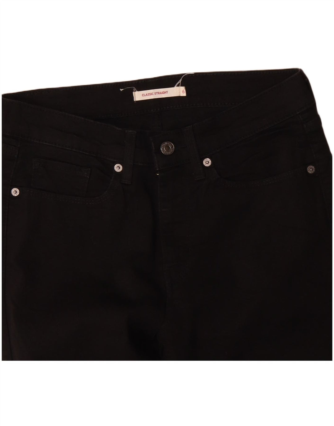 LEVI'S Womens Classic Straight Jeans US 6 Medium W30 L27 Black Cotton