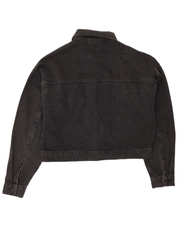 JACK WILLS Womens Oversized Crop Denim Jacket UK 10 Small  Grey Cotton