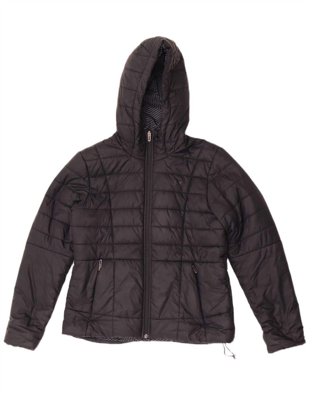 Under Armour Damen Cold Gear Hooded Wattierte Jacke UK 14 Medium Schwarz
