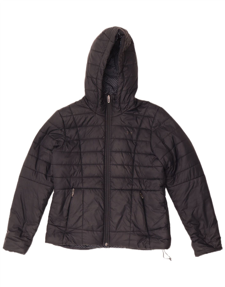 Under Armour Damen Cold Gear Hooded Wattierte Jacke UK 14 Medium Schwarz