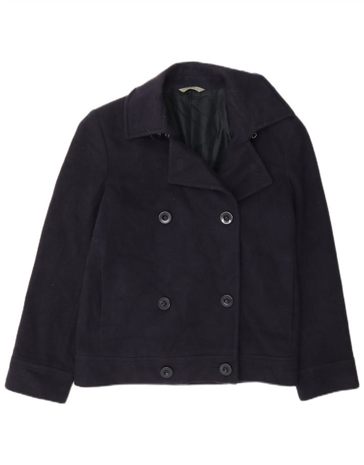 Marks & Spencer Womens Pea Coat UK 10 Small Navy Blue Wool