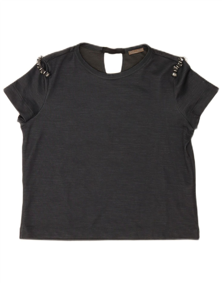 Top tricou pentru femei Zara UK 14 Medium Gri Poliester
